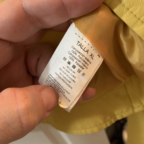 Icono Women’s Faux Leather Biker Moto Jacket Yellow • XL - Picture 7 of 8